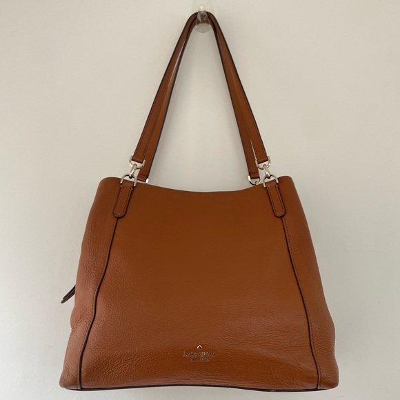 Kate Spade Jackson Triple Compartment Shoulder Tote Satchel Gingerbread color - Picture 2 of 16